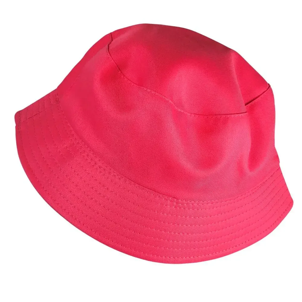 Pink Bucket Hat Adult Novelty Cap Lightweight Solid Color Summer Sun Unlined